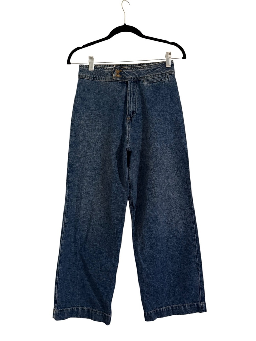 Sézane The Wide Leg Trousers Medium Wash Denim High Waist FR 34 US 2/4